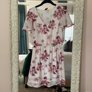 Pink and white floral dress